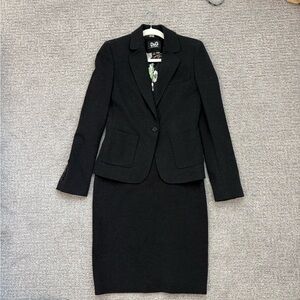 D&G Floral Lined Black Blazer & Matching Skirt